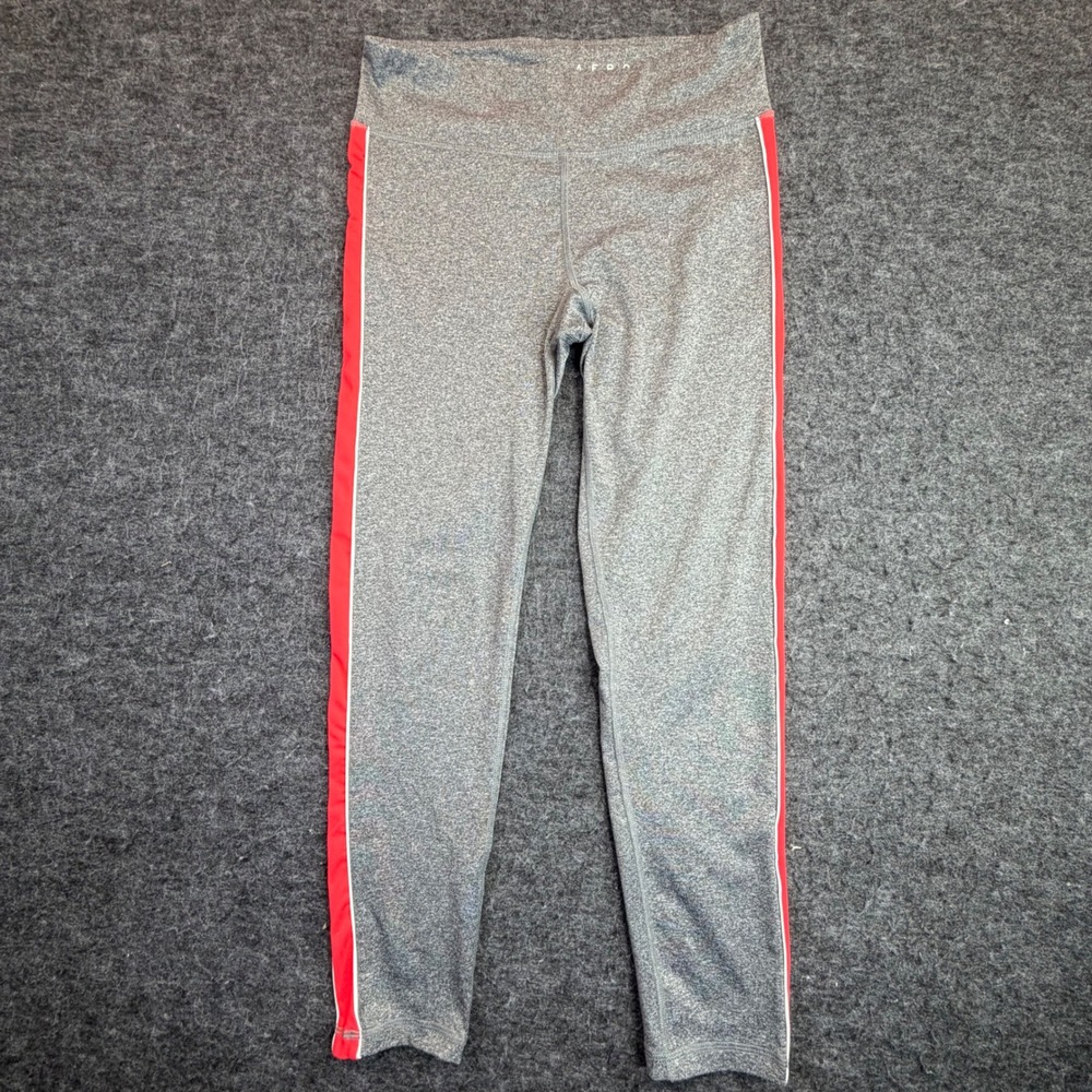 Aero Leggings Women Medium Gray Red Side Stripe High Rise Athletic Yoga Pants